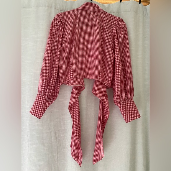 Maison Cleo Julie blouse red gingham top *small blemish* - Picture 2 of 16